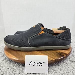 Olukai Mens 13 Nohea Mesh Slip On Dark Shadow Casual Loafer Daily Sneaker